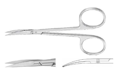 Очні ножиці делікатні вигнуті гострі/гострі 115 мм